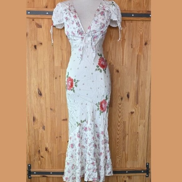 NEW FOR LOVE AND LEMONS ROSEBUD MIDI DRESS IN WHITE #2 SIZE S - Picture 2 of 11